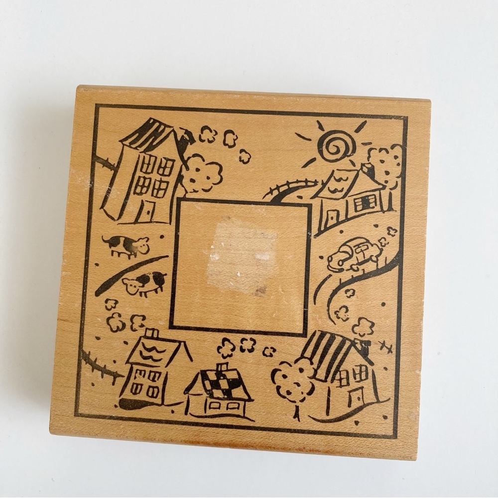 Rubber Stampede Suburbia Frame House Home Wood Rubber Stamp